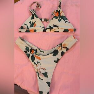 Tropical White Bikini Minimal Coverage